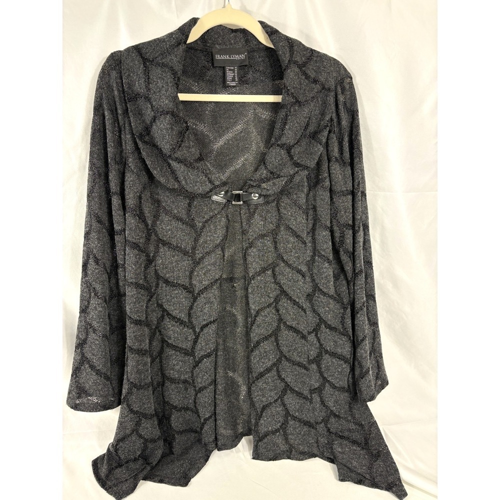 Boho Festival Witchy Semi-Sheer Cardigan Sweater Grey Black Open Knit Lyman 14
